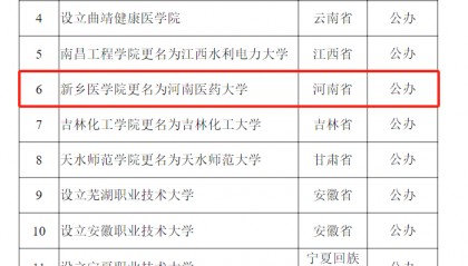 教育部公示！新乡医学院拟更名为河南医药大学