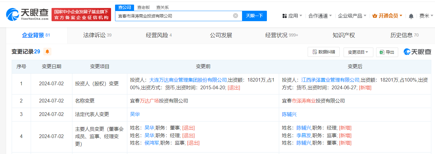 万达转让宜春万达广场投资公司 万达再转让1家万达广场投资公司