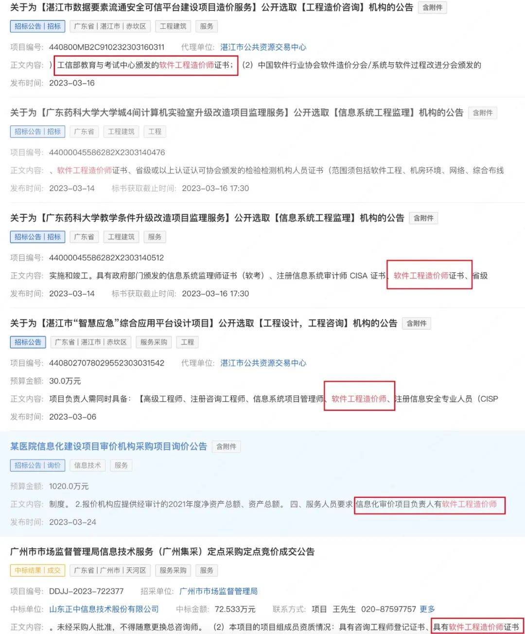 软件工程造价师近期培训计划